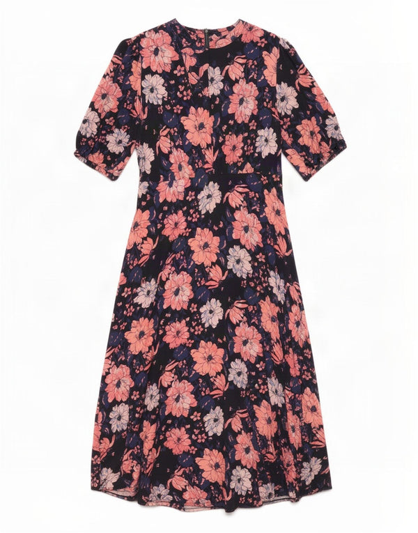 Abito lungo da donna Marks & Spencer UK 14 medio blu navy floreale