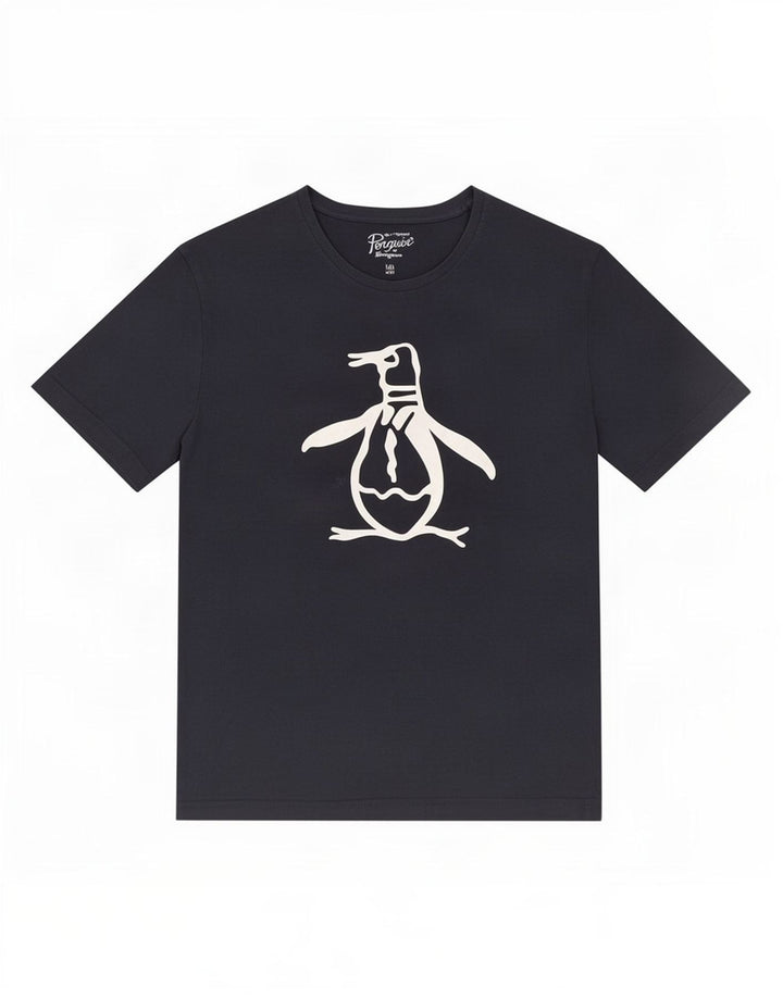 T-shirt grafica da uomo Penguin Top grande in cotone blu navy