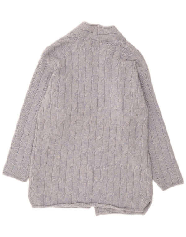 Maglione cardigan da donna squisito UK 16 grande lana blu