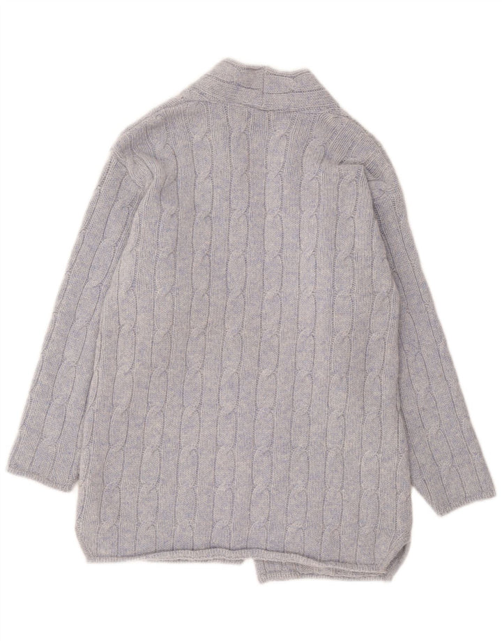 Maglione cardigan da donna squisito UK 16 grande lana blu