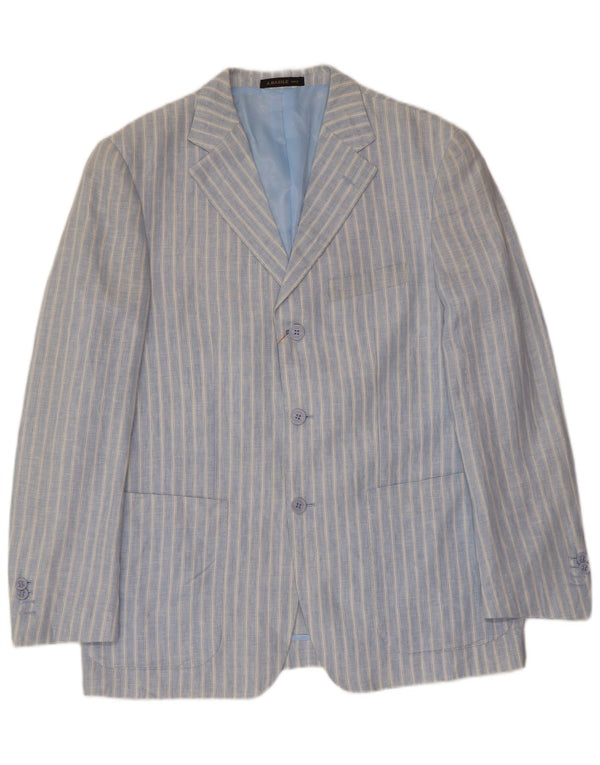 Giacca Blazer da Uomo a 3 Bottoni A.Basile IT 50 Lino Grande a Righe Blu