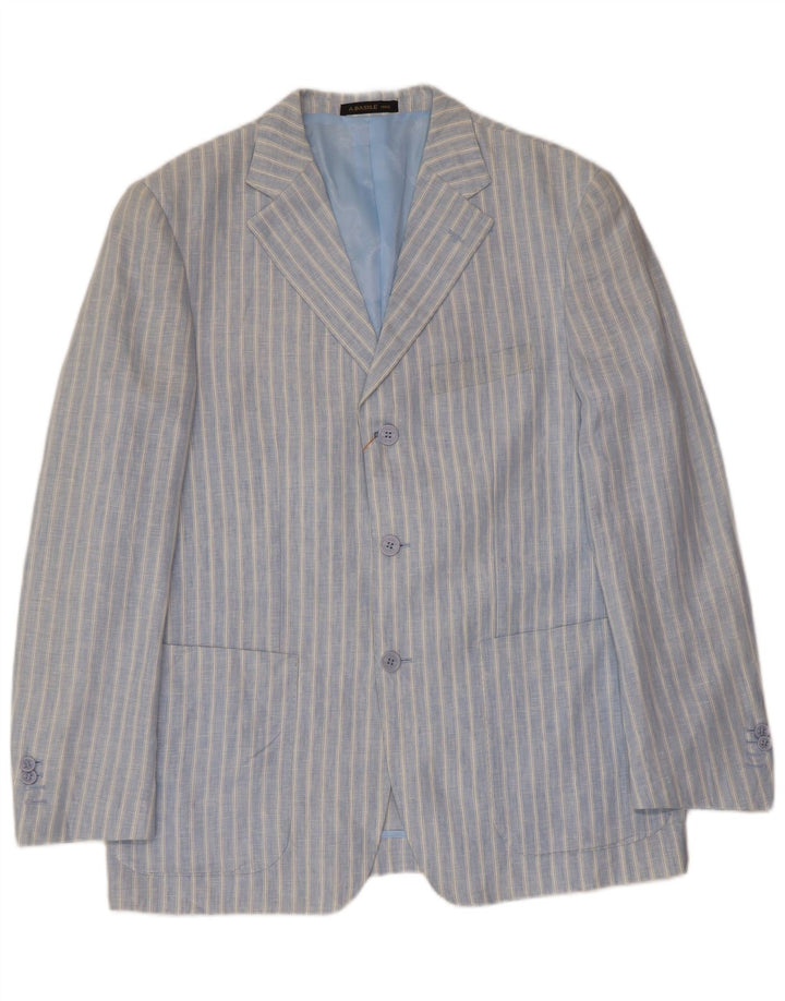 Giacca Blazer da Uomo a 3 Bottoni A.Basile IT 50 Lino Grande a Righe Blu