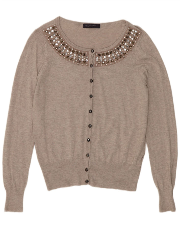 Maglione cardigan da donna Marks & Spencer UK 14 Viscosa grigio medio