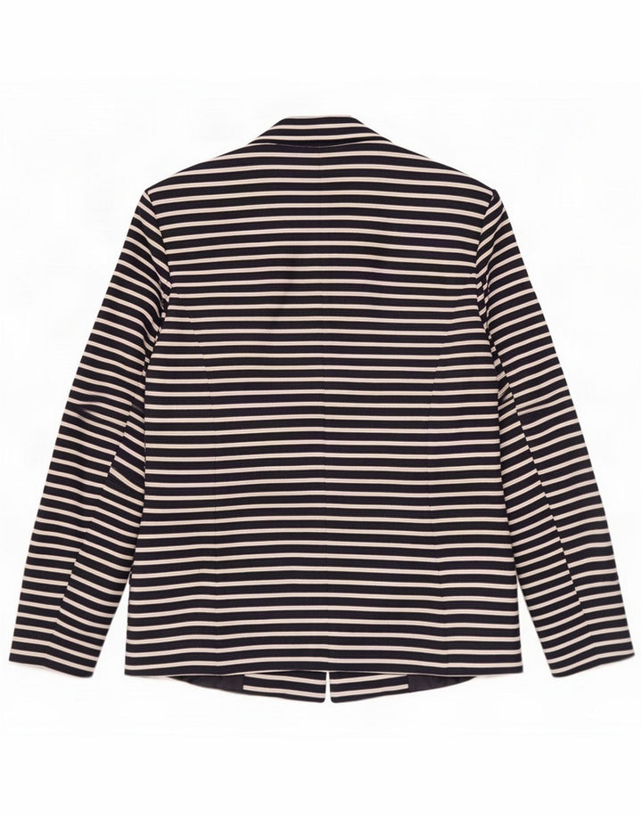 Oasis Giacca blazer da donna a 1 bottone UK 8 Small Poliestere a righe blu navy