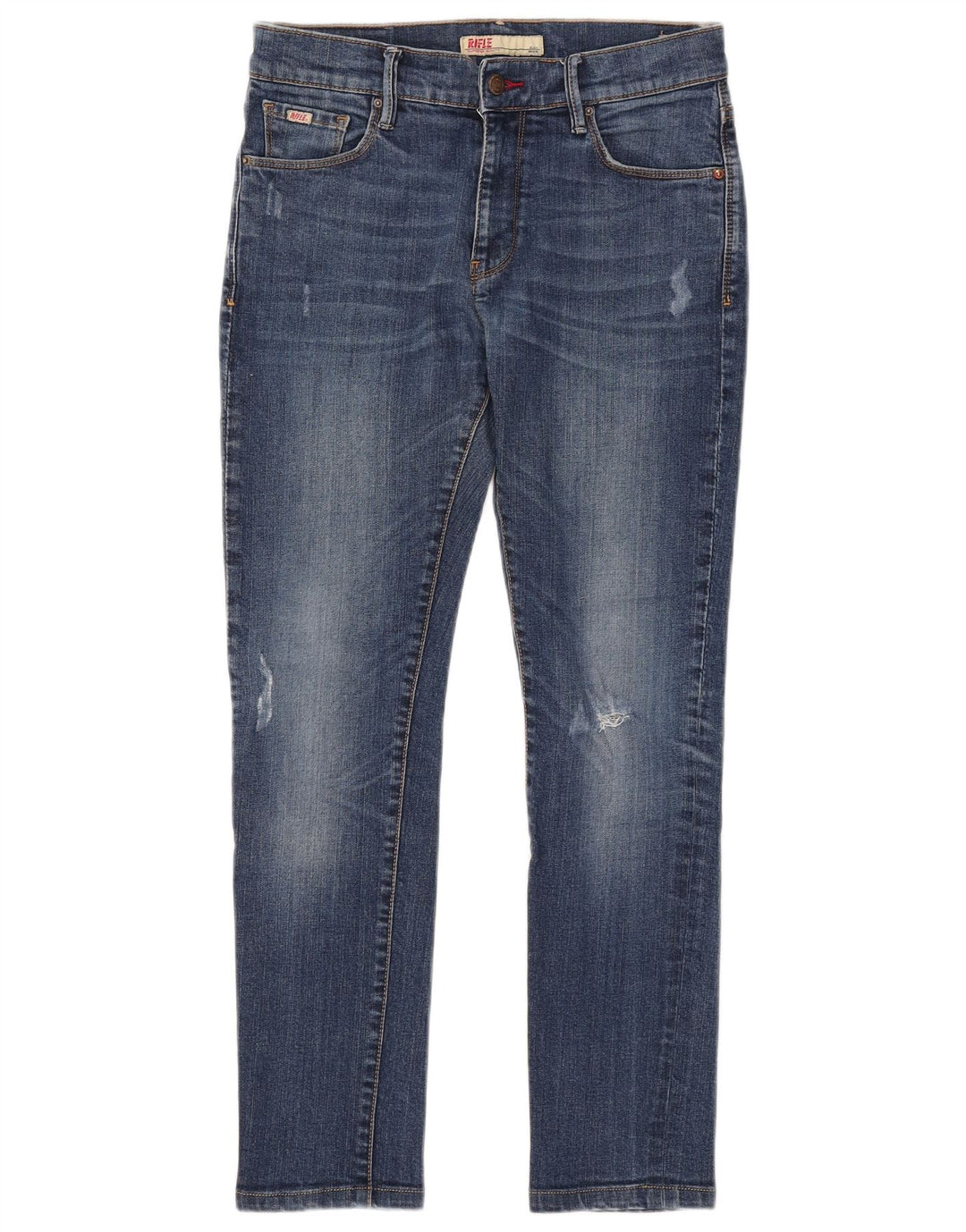Jeans slim invecchiati da donna Rifle W30 L28 cotone blu