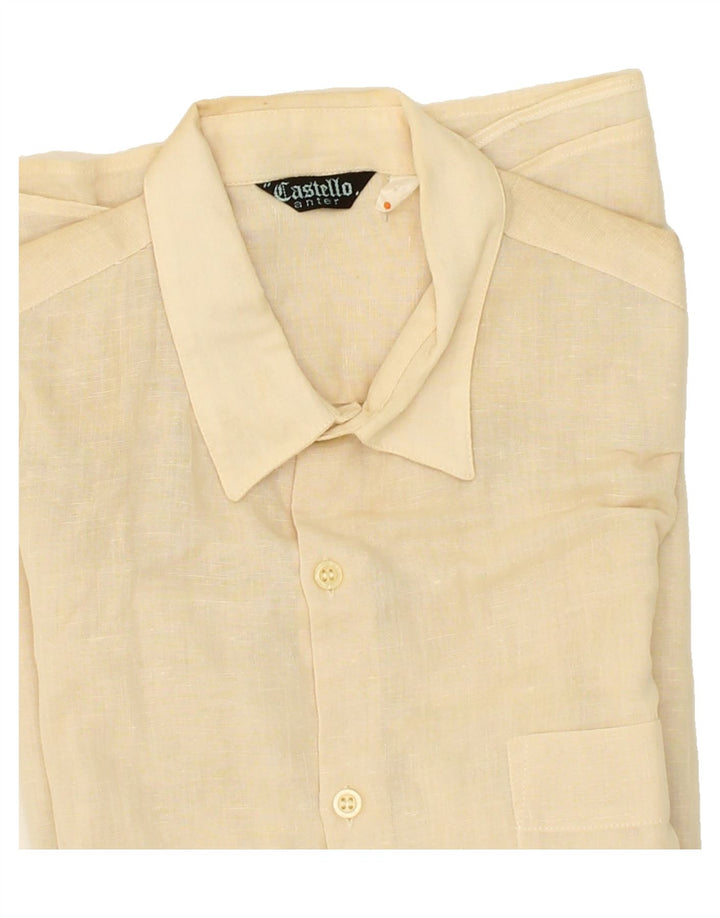 VINTAGE Mens Short Sleeve Shirt Medium Beige Vintage Vintage and Second-Hand Vintage from Messina Hembry 