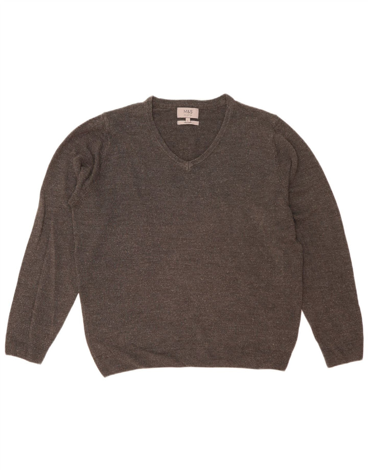 Maglione da uomo con scollo a V Marks & Spencer grande acrilico grigio
