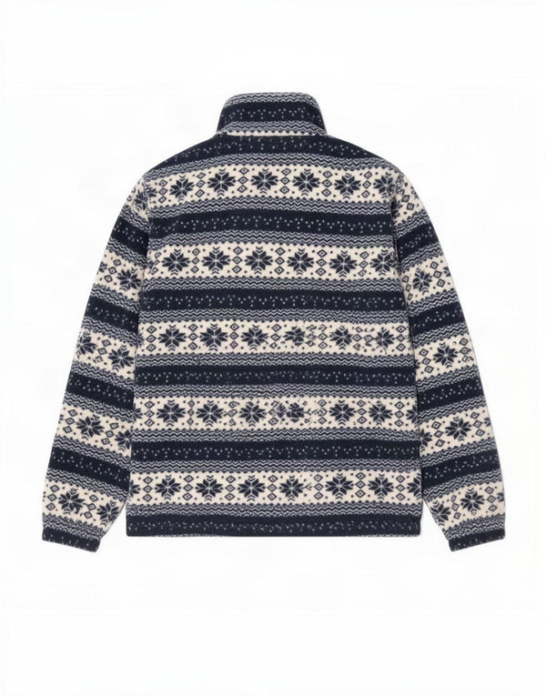 Giacca in pile vintage da donna UK 18 XL Blu navy in cotone Fair Isle