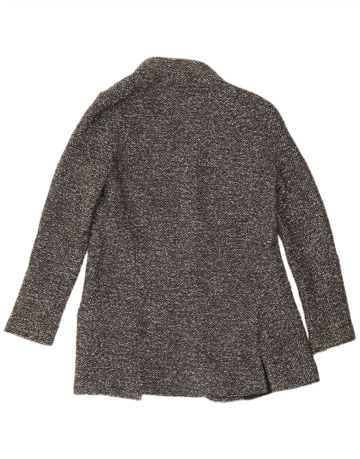 Giacca blazer aperta lunga da donna Zara UK 10 piccola grigia chiazzata