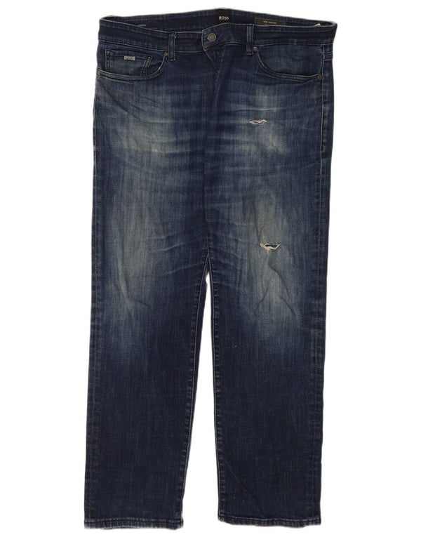 Jeans dritti regolari da donna Hugo Boss W36 L32 cotone blu