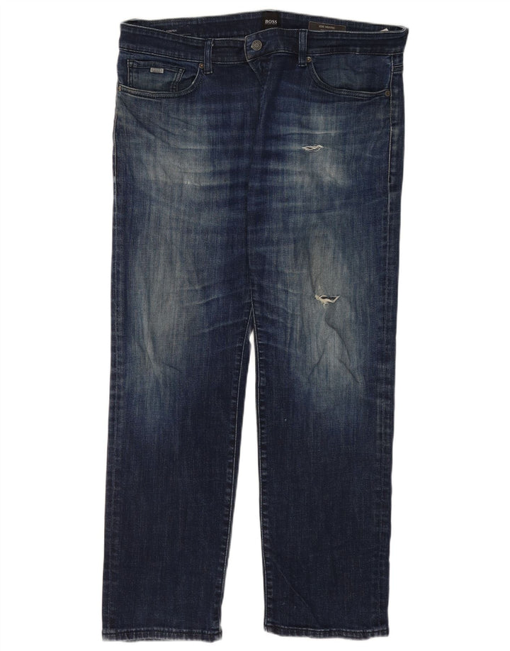 Jeans dritti regolari da donna Hugo Boss W36 L32 cotone blu