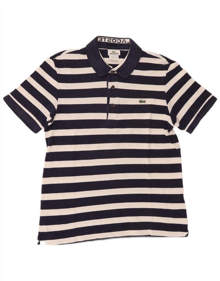 Polo da uomo a maniche corte Lacoste taglia 3 piccola a righe blu navy