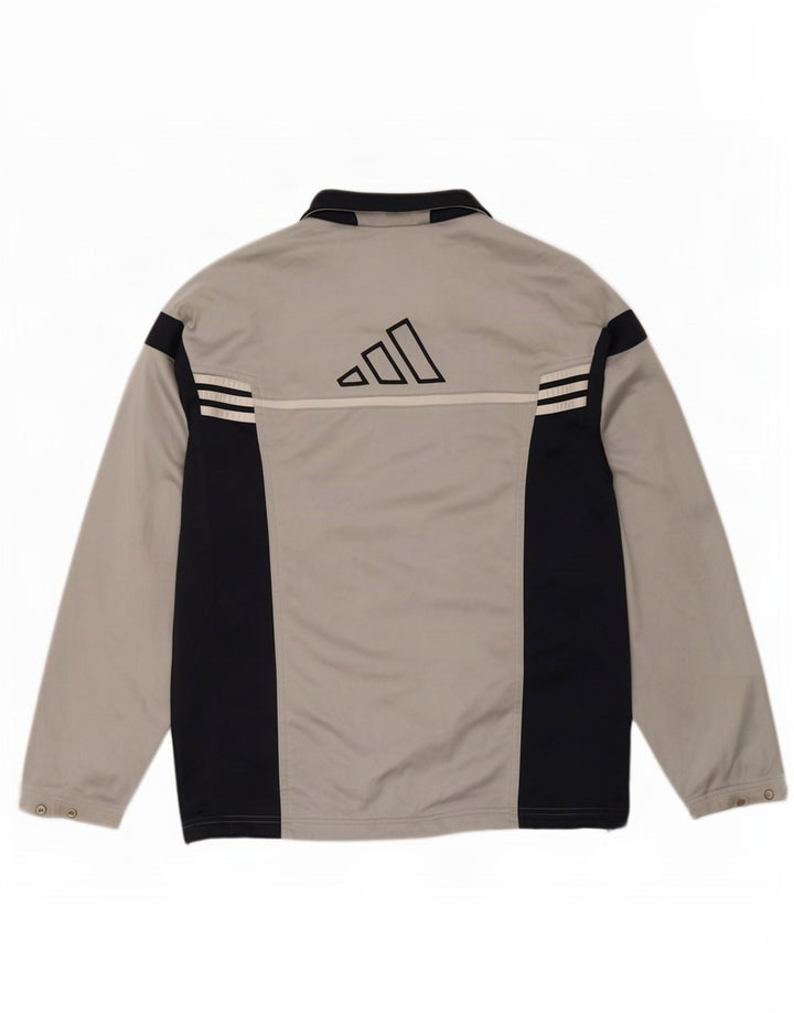 Giacca da ginnastica da uomo con grafica Adidas, giacca in poliestere color block grigio medio