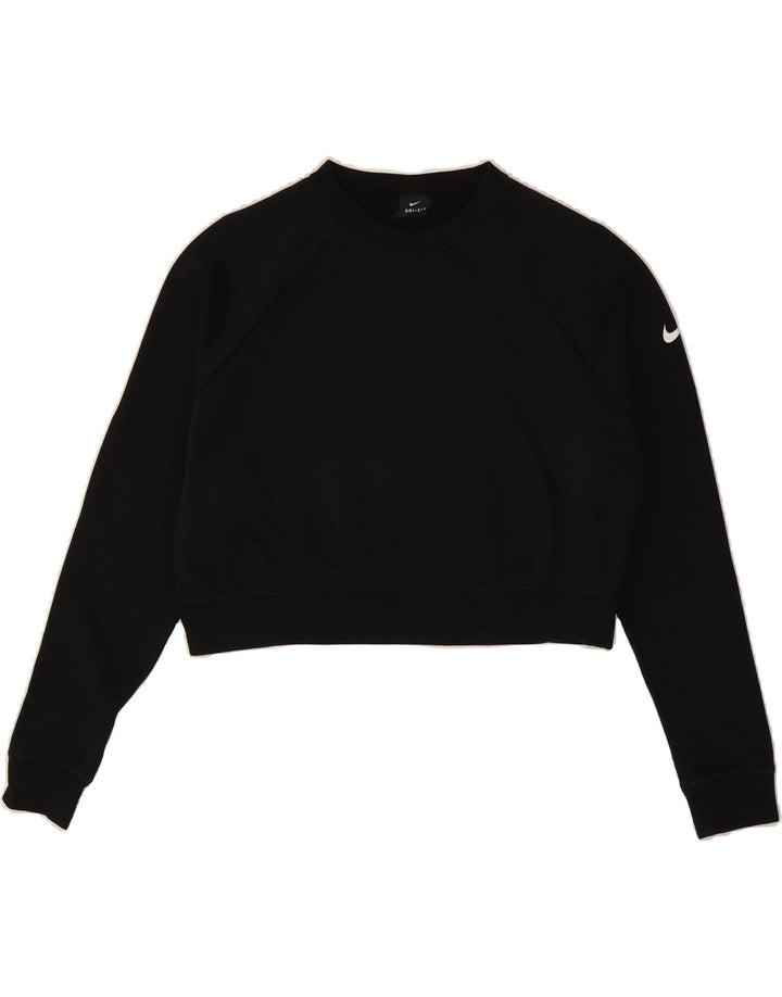 NIKE Womens Dri Fit Oversized Crop Sweatshirt Jumper UK 10 Small Black Vintage Nike and Second-Hand Nike from Messina Hembry 
