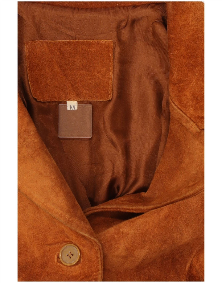 Giacca vintage in pelle scamosciata da donna UK 14 Marrone medio