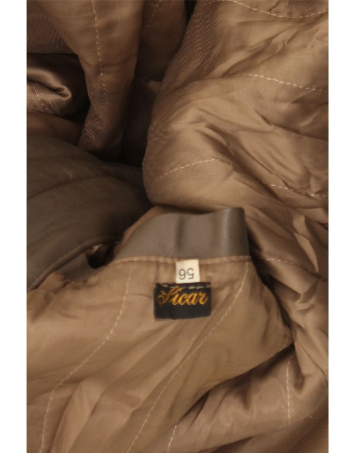 Giacca in pelle vintage da uomo IT 56 3XL Marrone