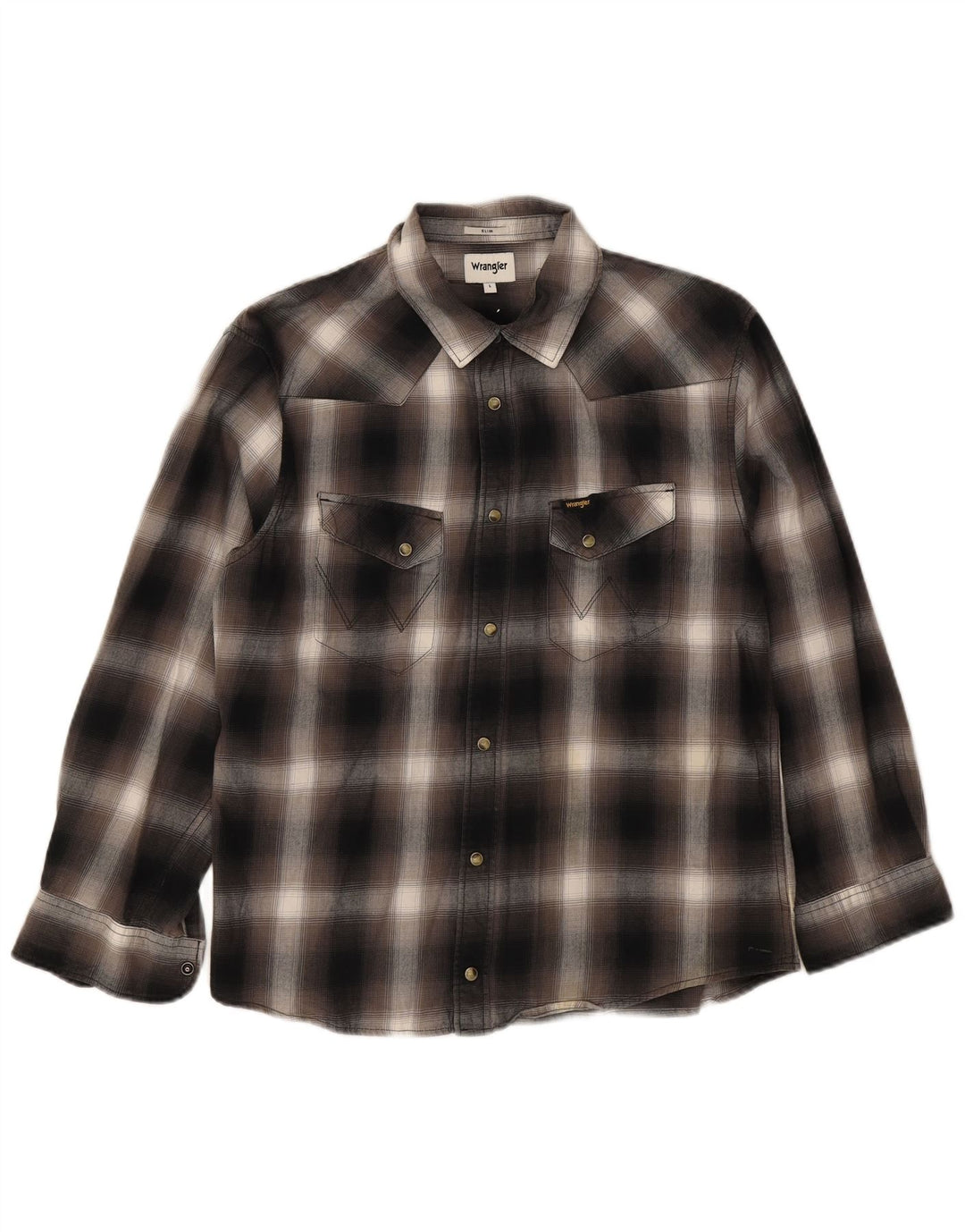 Camicia slim da uomo Wrangler grande cotone scozzese nero