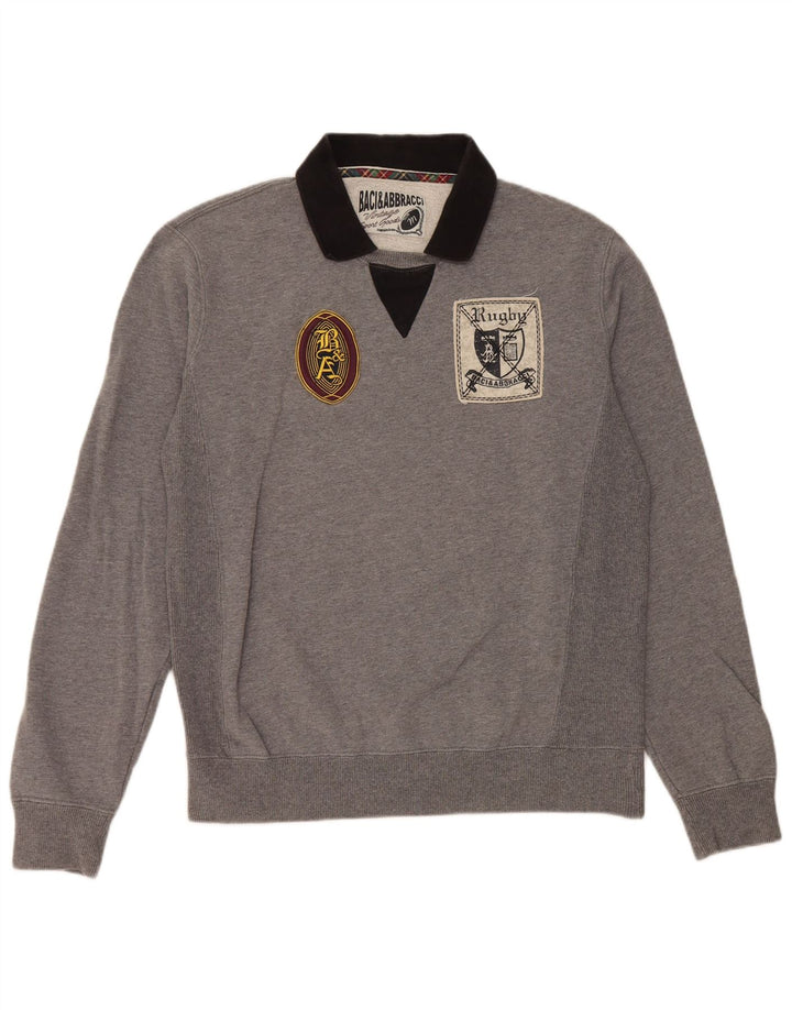 BACI & ABBRACCI Felpa grafica da uomo Maglione grigio medio color block