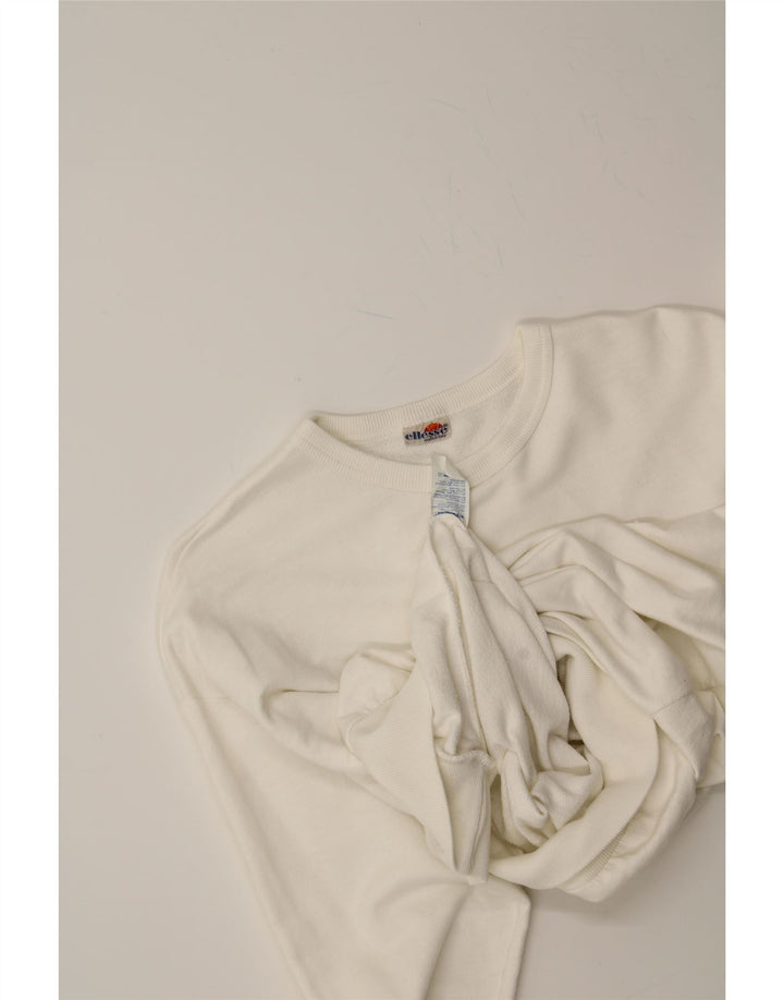 ELLESSE Mens Sweatshirt Jumper Small White Cotton Vintage Ellesse and Second-Hand Ellesse from Messina Hembry 