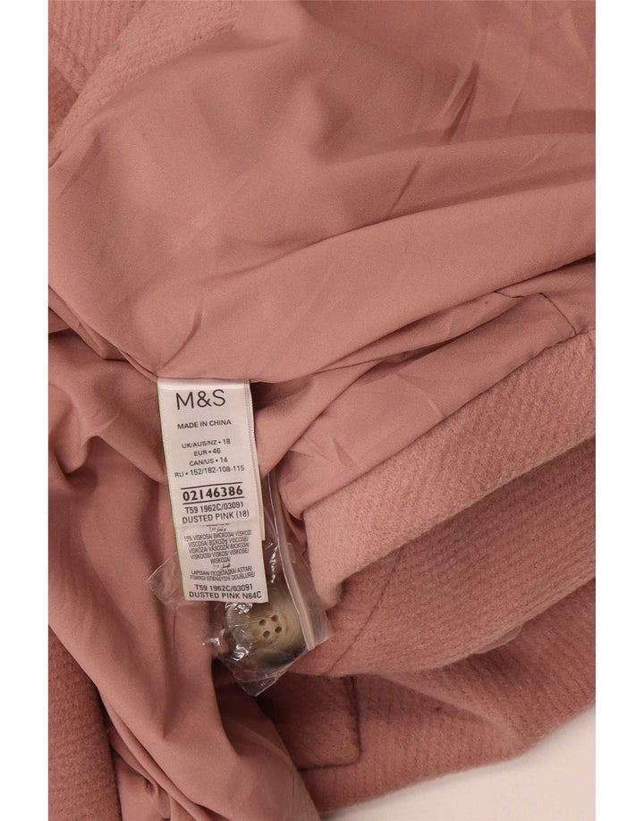 Cappotto doppiopetto da donna Marks & Spencer UK 18 XL poliestere rosa
