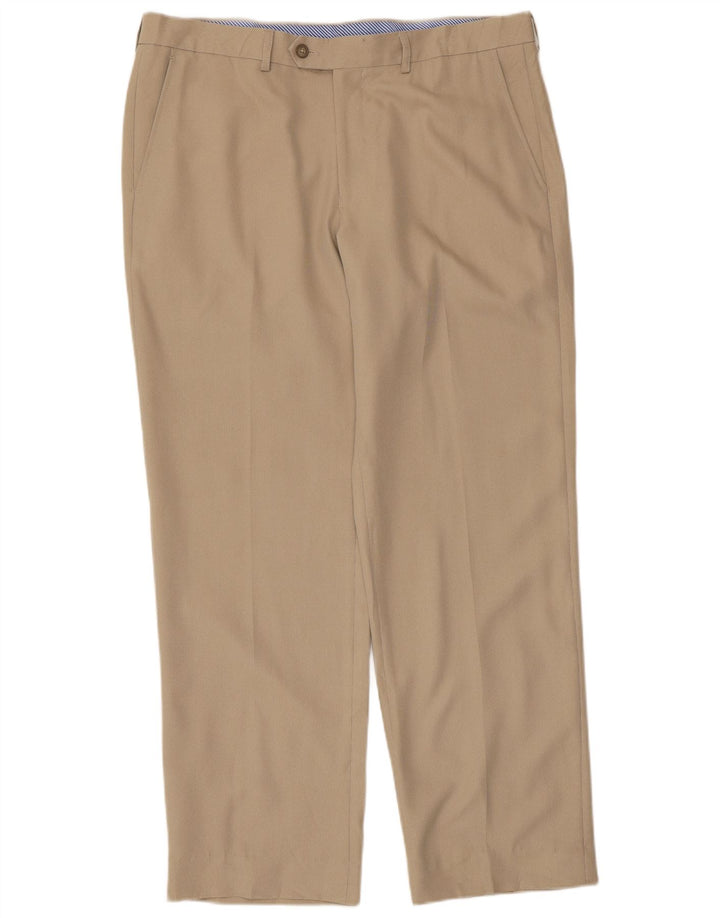 Pantaloni da abito dritti da uomo Marks & Spencer W34 L31 Beige