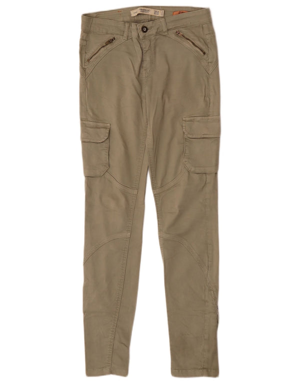 Pantaloni cargo slim da donna Zara EU 34 2XS W24 L28 cotone kaki