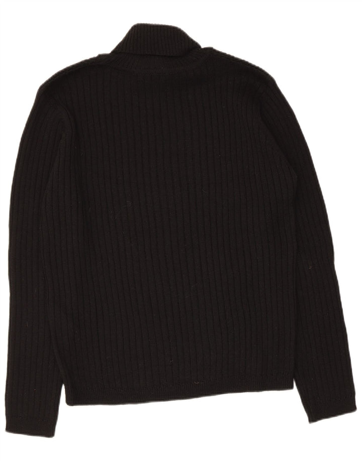 Maglione maglione a collo alto da donna Zara UK 16 grande lana nera