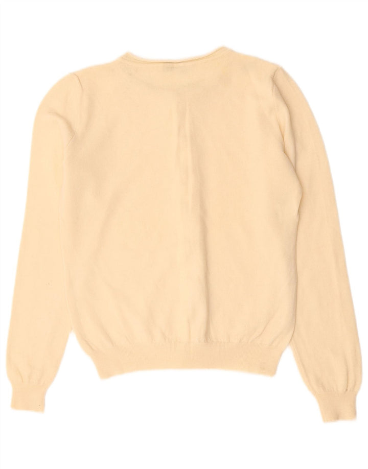 Maglione cardigan economico e chic da donna Moschino UK 12 Medium Off White Wool