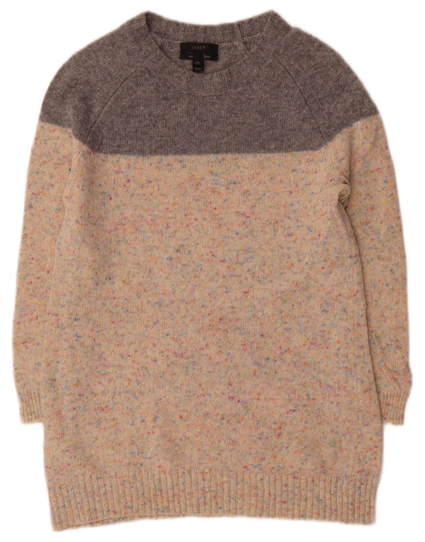 J. CREW Maglione da donna con scollo a barca UK 2 2XS Lana color block beige