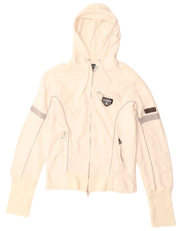 Maglione con cappuccio e zip da donna Williams Wilson UK 12 Medium White Colourblock