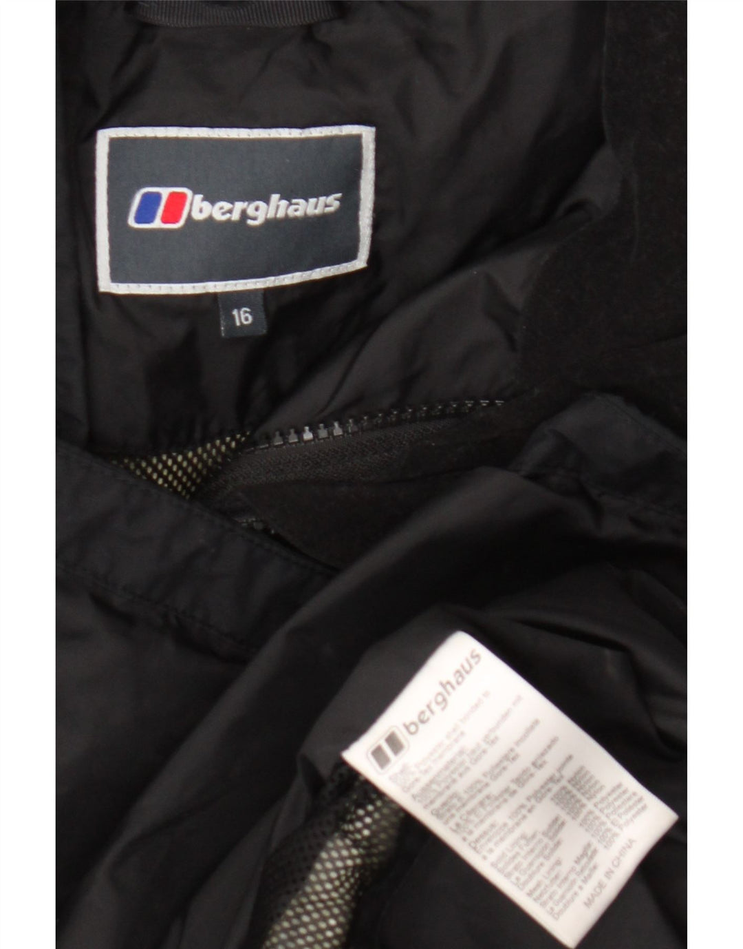 Giacca antipioggia oversize con cappuccio da donna Berghaus UK 16 grande poliestere nero
