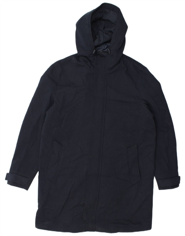 Cappotto imbottito con cappuccio da uomo Zara UK 40 grande invernale in poliestere blu navy