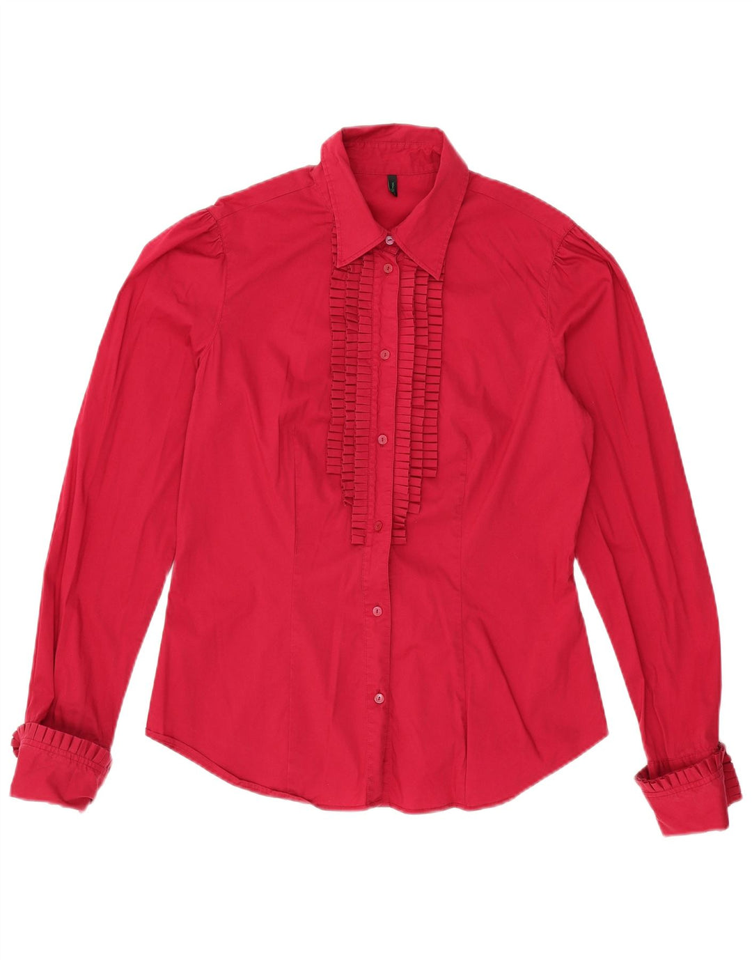 BENETTON Camicetta da donna UK 16 grande cotone rosso