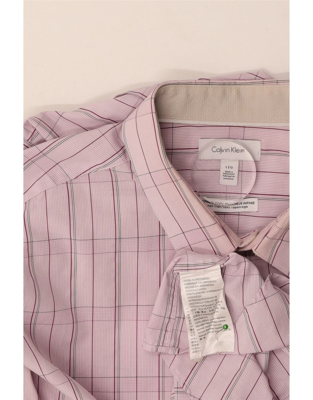 CALVIN KLEIN Camicia da uomo in cotone a quadri grandi rosa