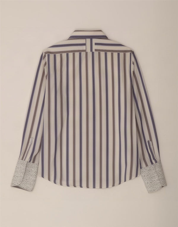 Camicia da uomo Peter Werth in cotone a righe bianche medie