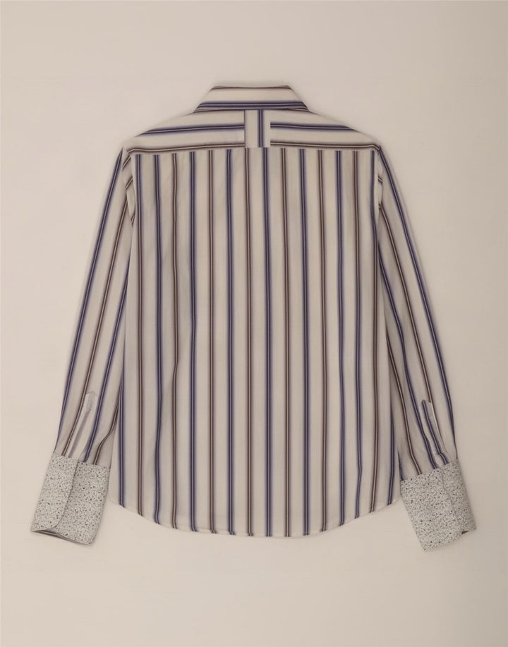 Camicia da uomo Peter Werth in cotone a righe bianche medie