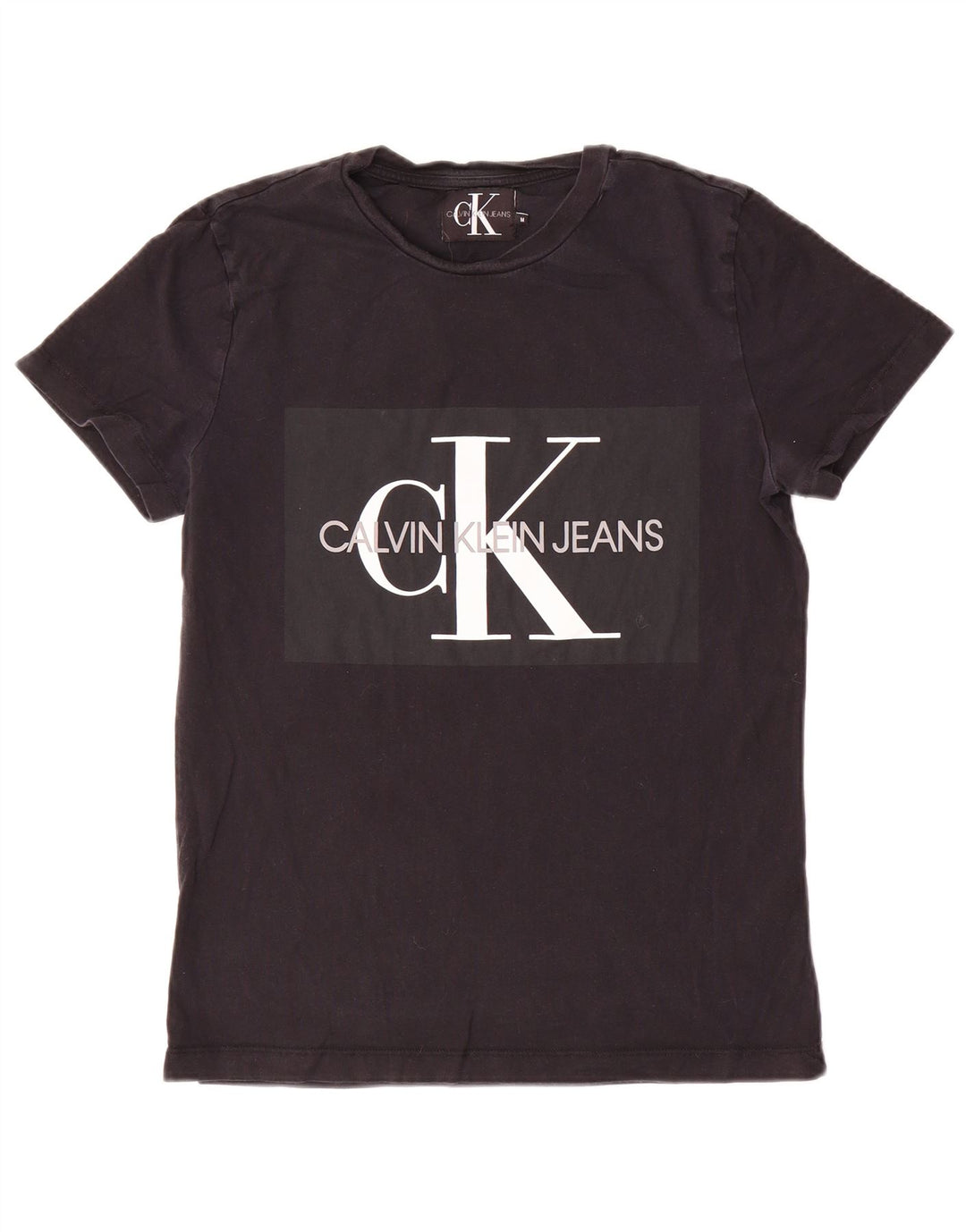 Maglietta grafica da donna Calvin Klein Jeans Top UK 14 Medium Nero