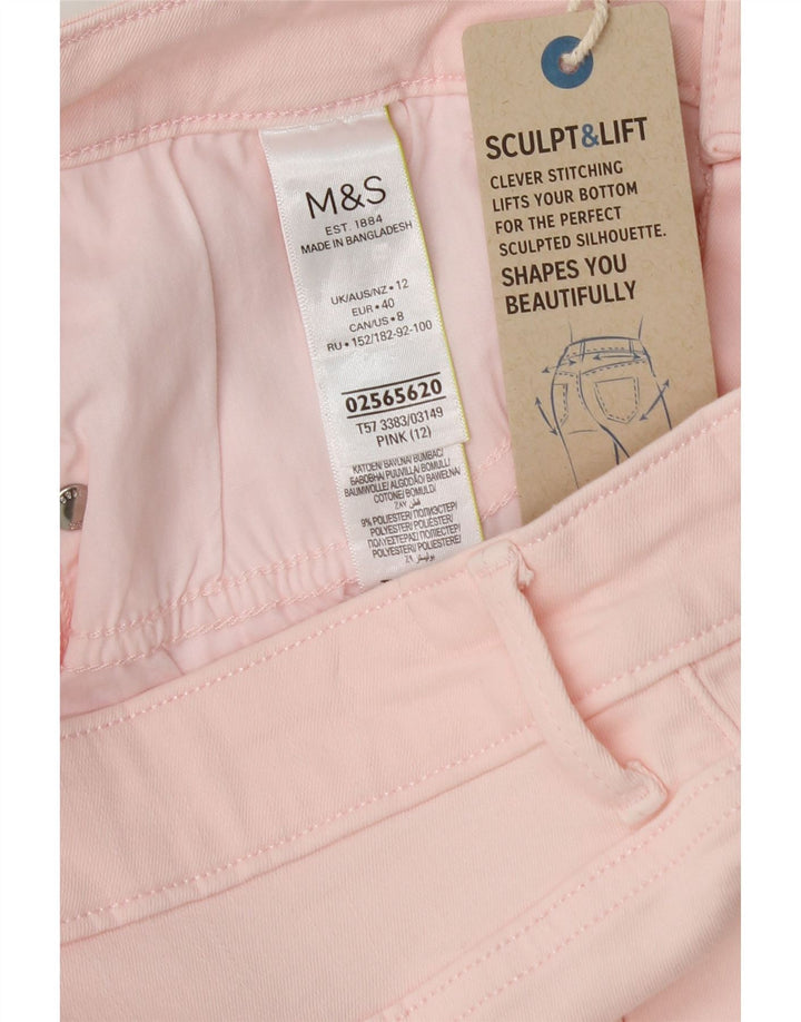 MARKS & SPENCER Pantaloncini di jeans da donna UK 12 Medi W30 Cotone rosa
