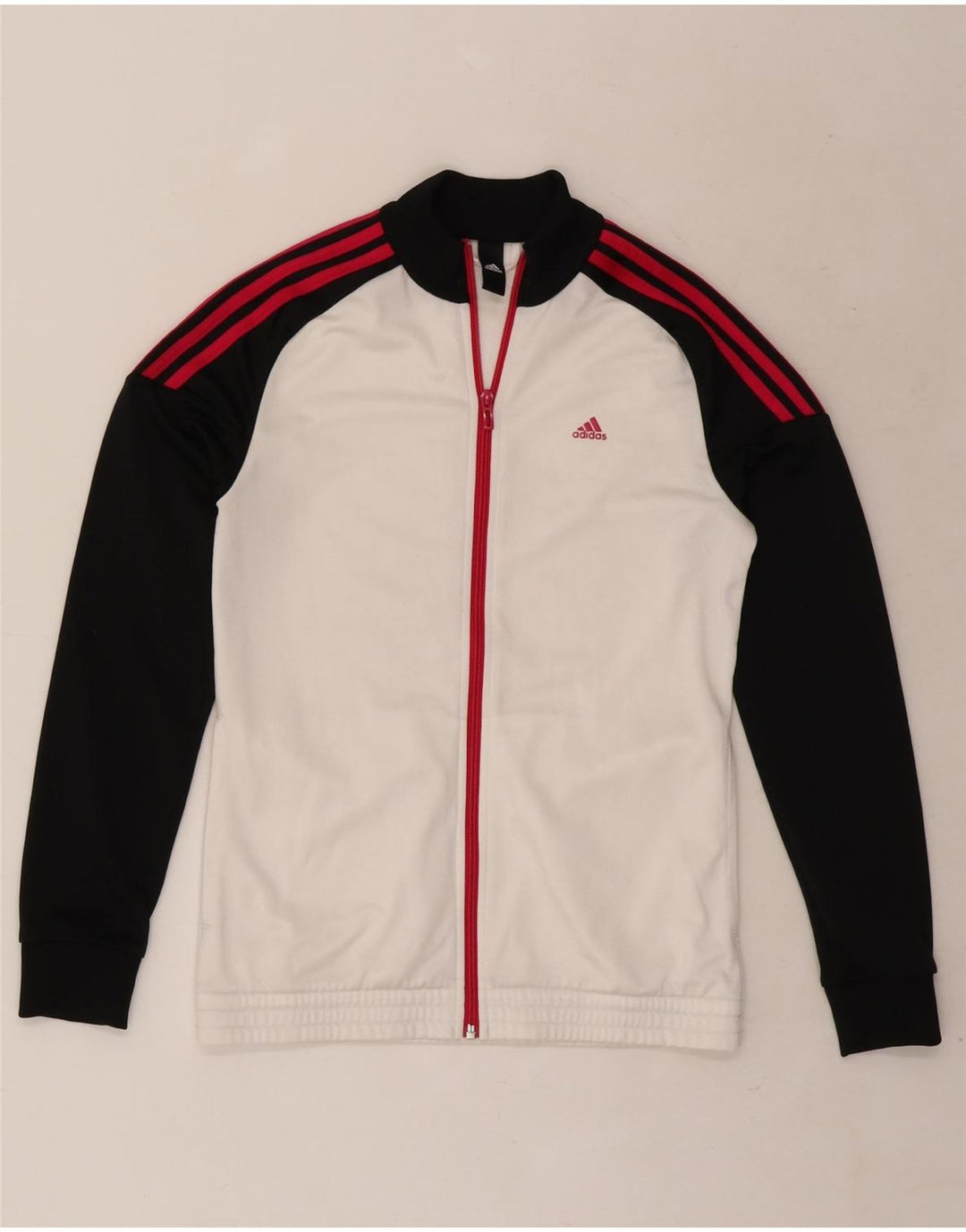 Giacca superiore della tuta da ragazza Adidas 14-15 anni Poliestere color block bianco