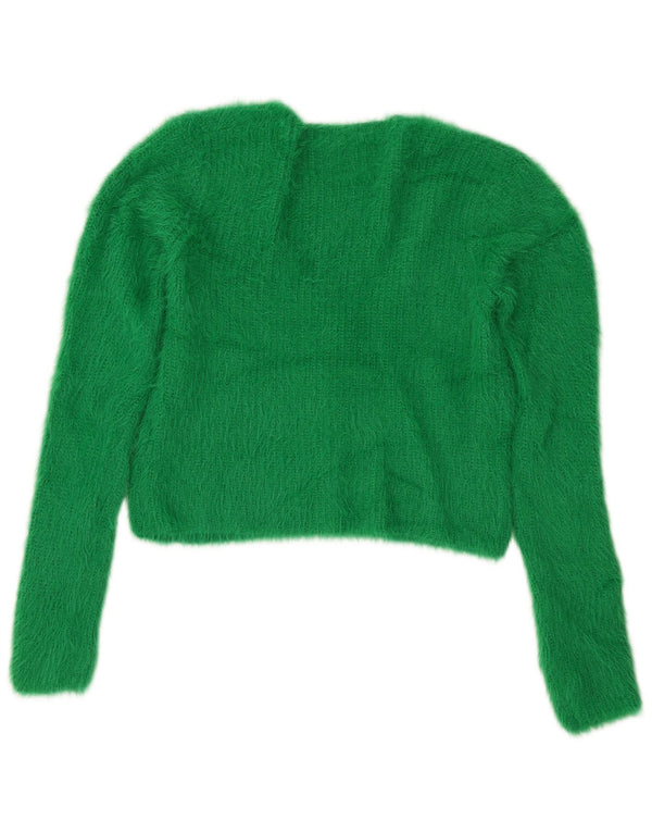 Maglione cardigan corto da donna Zara UK 12 nylon verde medio