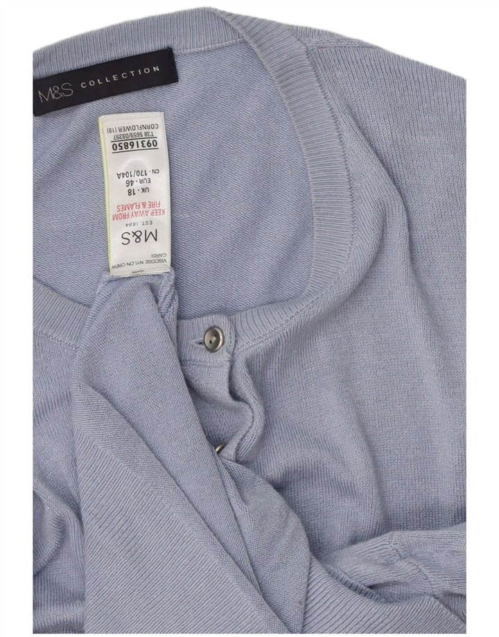 MARKS & SPENCER Maglione cardigan oversize da donna UK 18 XL Viscosa blu