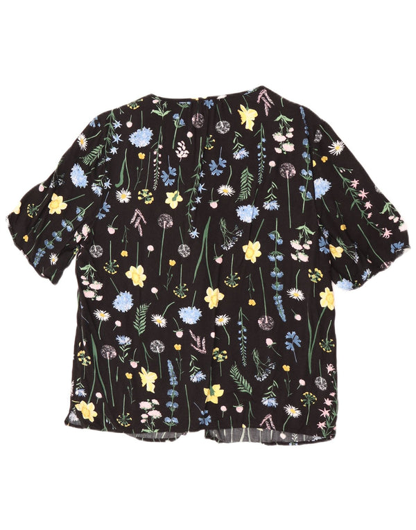 Joules Camicia a maniche corte da donna Camicetta UK 12 Viscosa floreale nera media