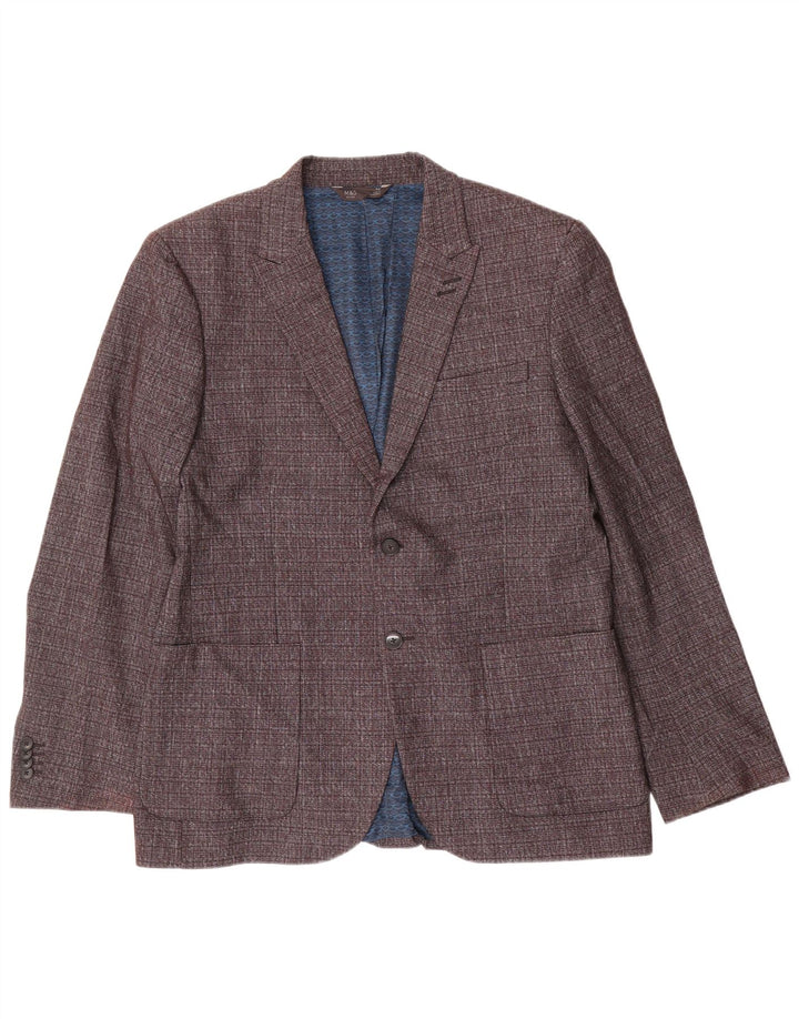 Giacca blazer slim a 2 bottoni Marks & Spencer da uomo UK 42 XL poliestere grigio