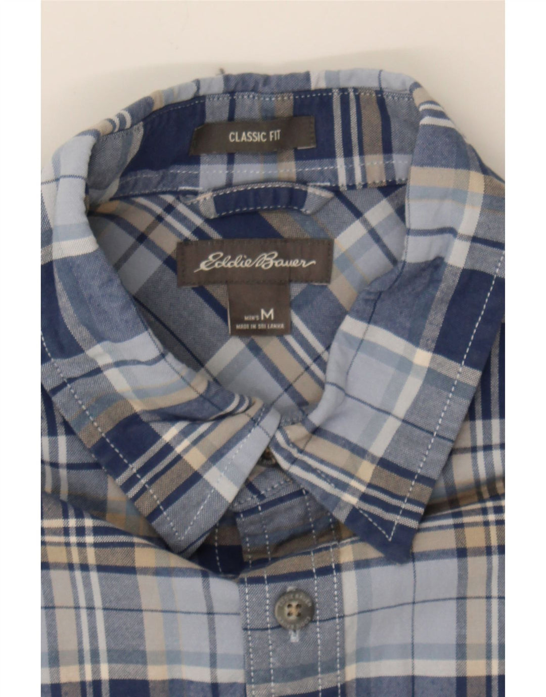 EDDIE BAUER Mens Classic Fit Flannel Shirt Medium Navy Blue Check Cotton Vintage Eddie Bauer and Second-Hand Eddie Bauer from Messina Hembry 