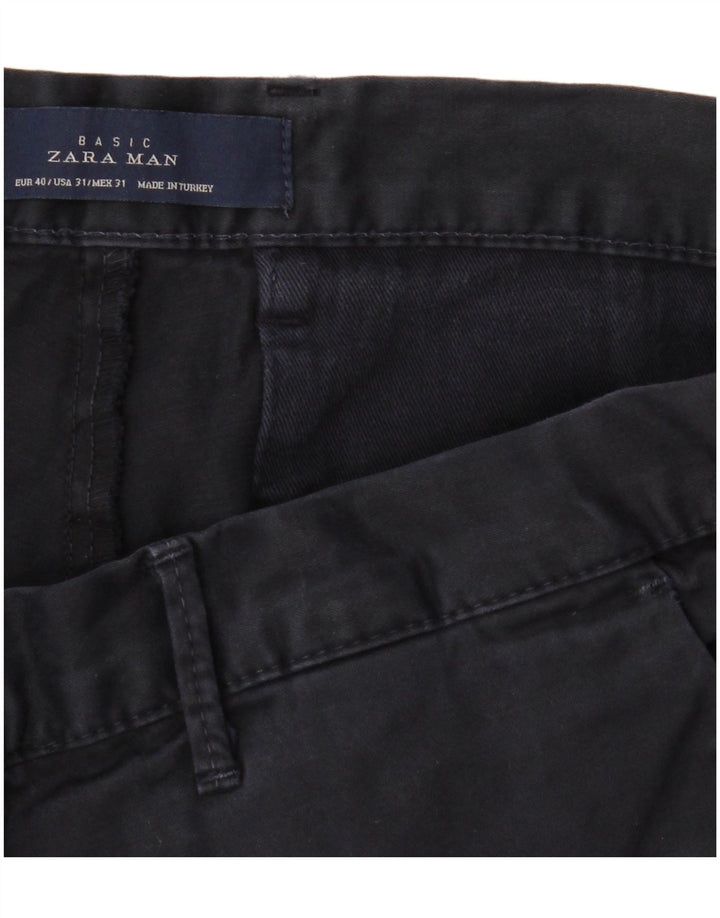 Pantaloni Chino Slim Da Uomo ZARA EU 40 Medio W31 L32 Blu Navy