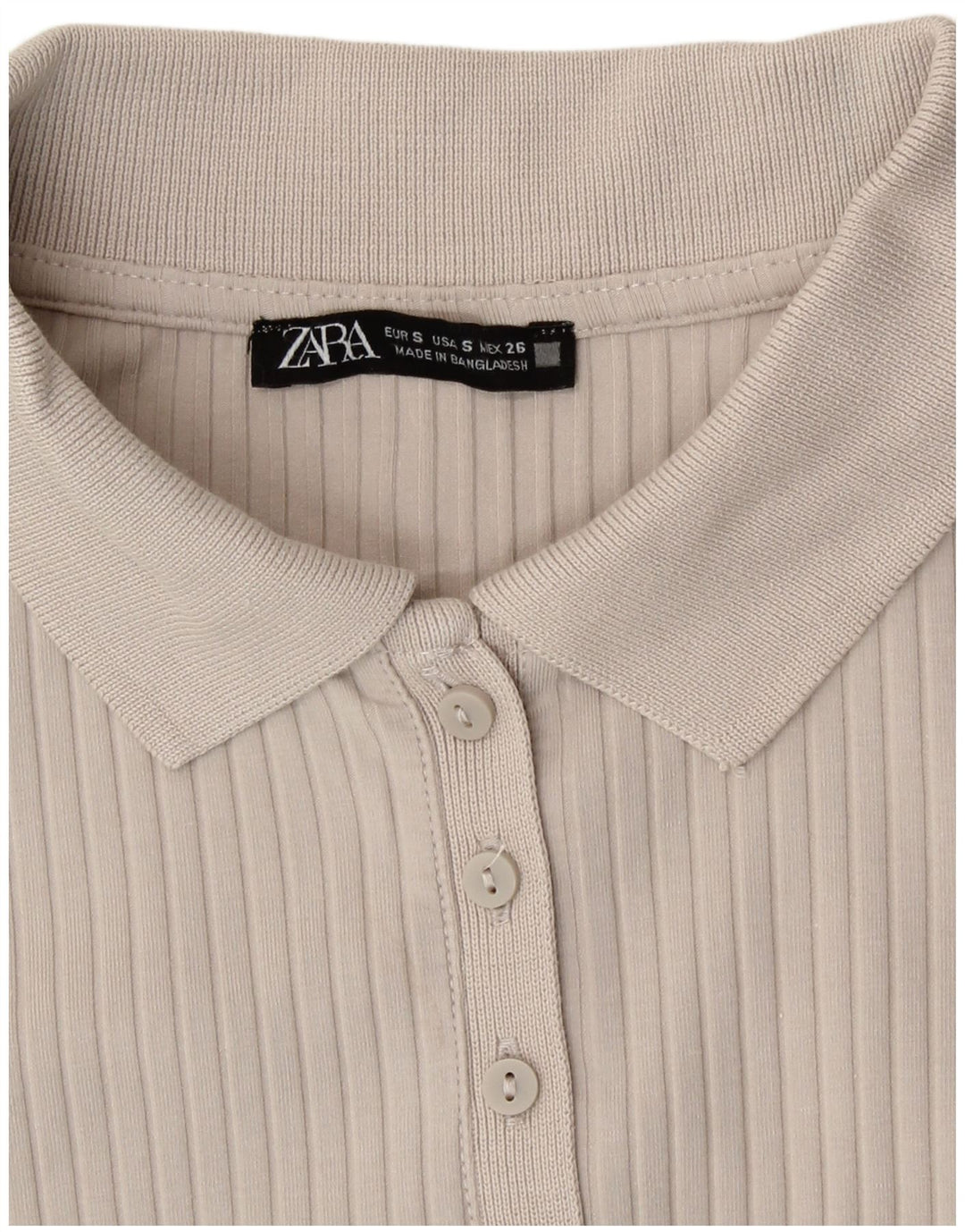 Body a maniche lunghe da donna Zara UK 8 piccolo in cotone beige