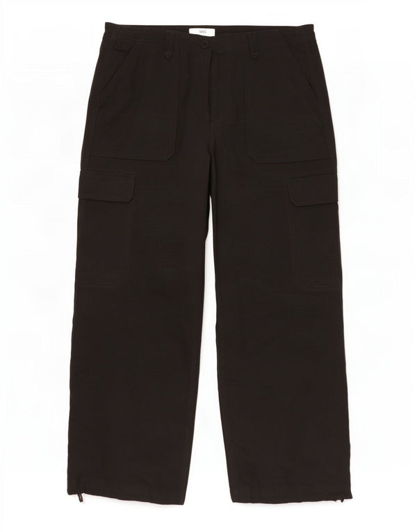 Pantaloni cargo a gamba larga da donna Marks & Spencer UK 14 Large W32 L28 neri