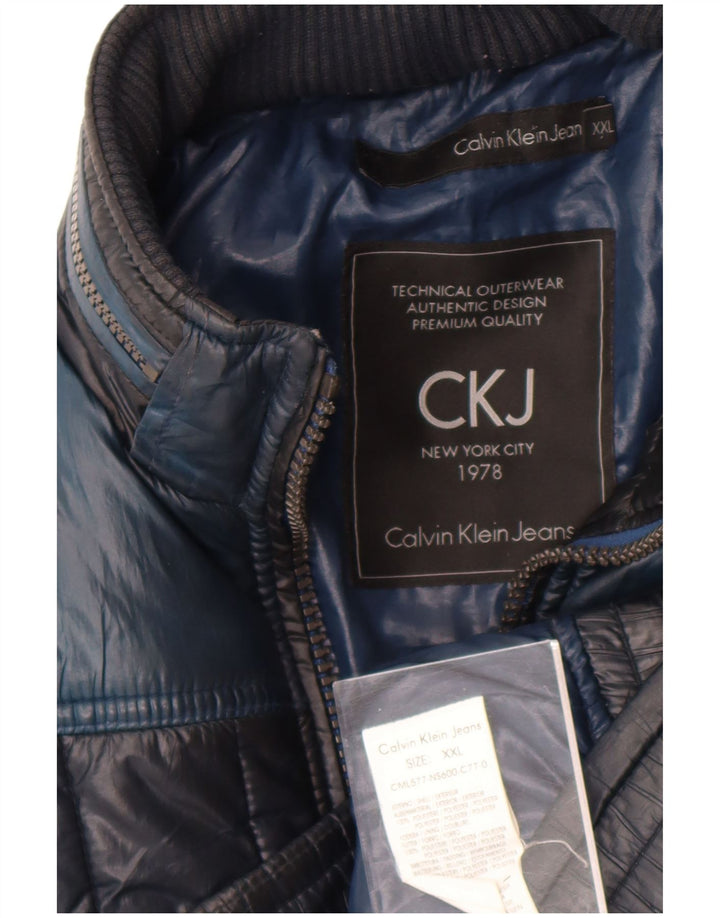 Giacca imbottita da uomo Calvin Klein Jeans UK 44 2XL Blu navy Colorblock