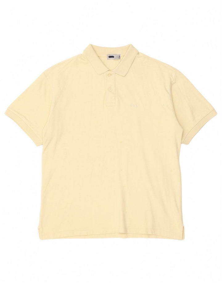 FILA Mens Polo Shirt IT 50 Medium Off White Cotton