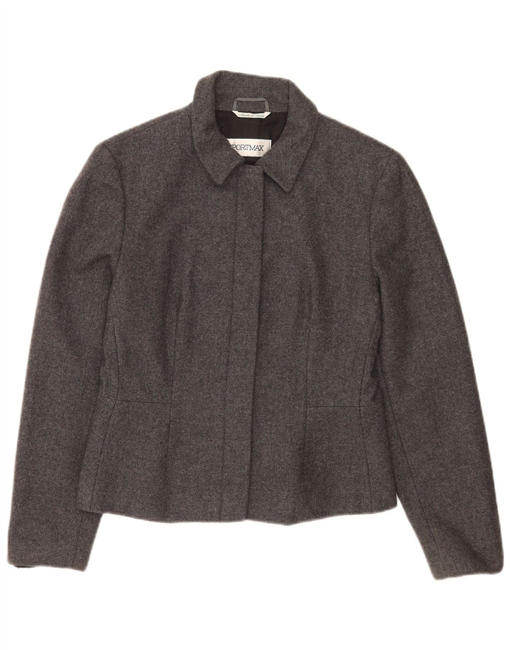 Giacca blazer da donna Sportmax UK 12 Classica in lana grigio medio